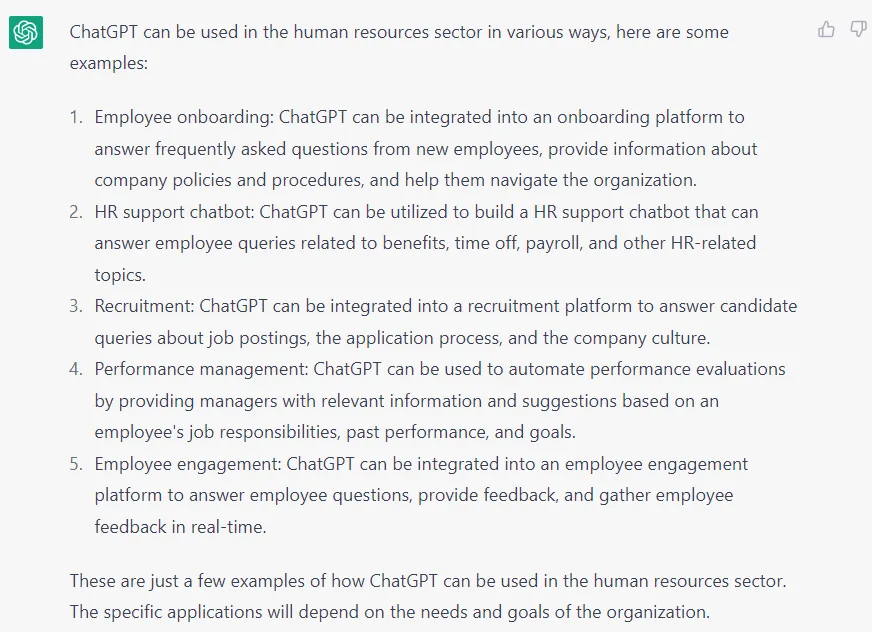 ChatGPT in Human Resources
