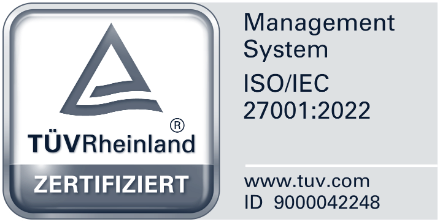 TÜV Rheinland - ISO/IEC 27001:2022 zertifiziert